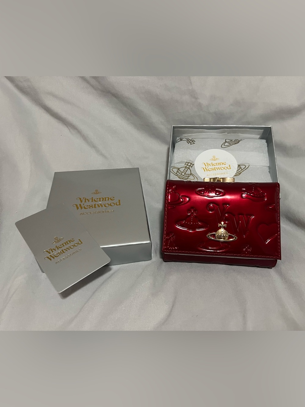 Vivienne Westwood Red Patent Wallet with Gold Orb